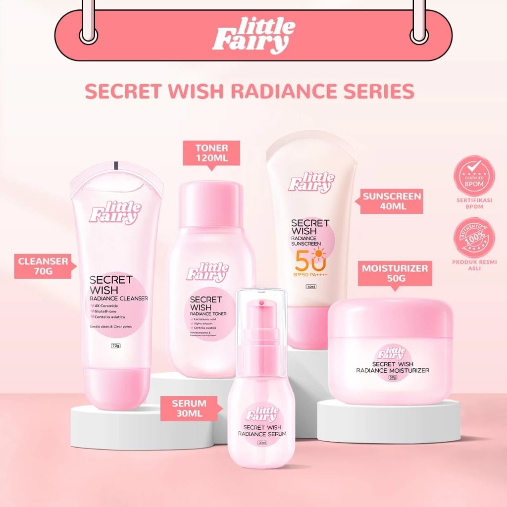 LITTLE FAIRY Secret Wish Radiance 3 in 1 Bundle (Sunscreen, Moist, Cleanser)/(Toner, serum, Moisturize) Random - 3100 Poin GM