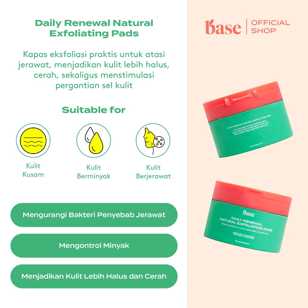 BASE Daily Renewal Natural Exfoliating Pads Glow Mates Exclusive -