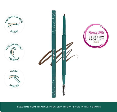 Buy 1 Get 1 Luxcrime Slim Triangle Precision Brow Pencil Dark Brown - Glow Mates