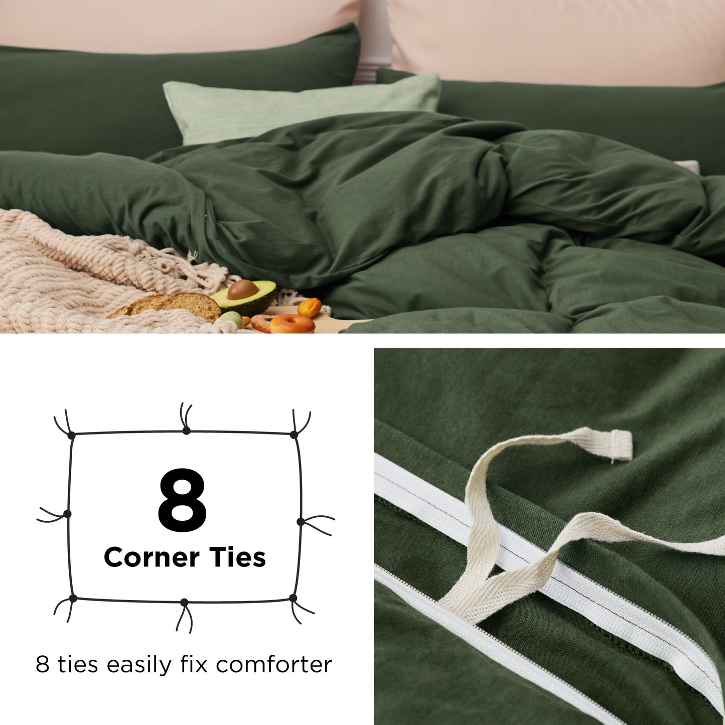 Bedsure 100% Washed Cotton Duvet Cover Queen Size - Natural White Minimalist Duvet Cover for All Seasons - 3 Pieces Plain Simple Cotton Duvet Cover Set with 2 Pillow Shams (White, Queen, 90"x90")