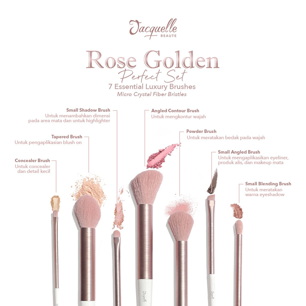 Jacquelle Rose Golden Brush Set (Travel Size) - Glow Mates Exclusive