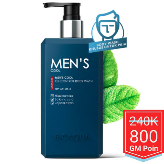 BIOAQUA Men's Cool Oil Control Firming Body Wash 400ml - Glow Mates Exclusive