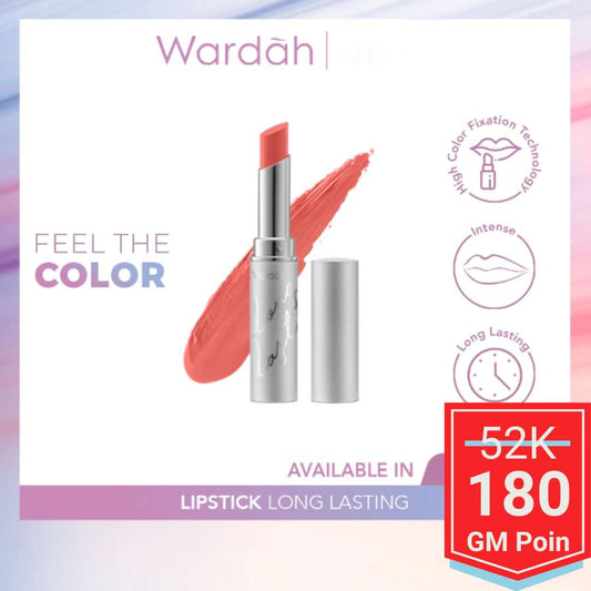 Wardah Lipstick Longlasting - Lipstick Tahan Lama dan Lembap di Bibir - Warna Intense dengan Hasil Akhir Soft Matte - Tersedia dalam 19 Warna