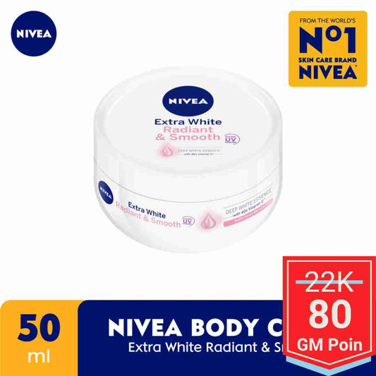 NIVEA Body Care Extra White Radiant & Smooth Cream 50 ml - Glow Mates Exclusive