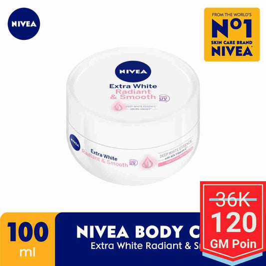 NIVEA Body Care Extra White Radiant & Smooth Cream 100 ml - Glow Mates Exclusive