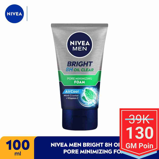 NIVEA MEN Bright Oil Clear Pore Minimizing Facial Foam 100mL - Glow Mates Exclusive