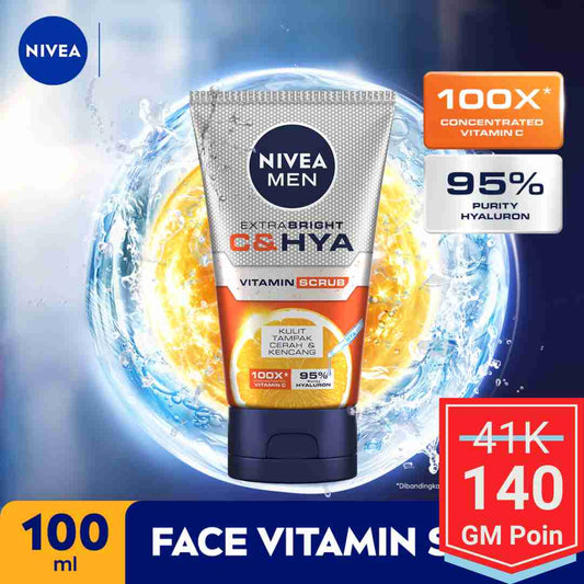 NIVEA MEN Extra Bright C&HYA Vitamin Face Scrub 100ml - Glow Mates Exclusive