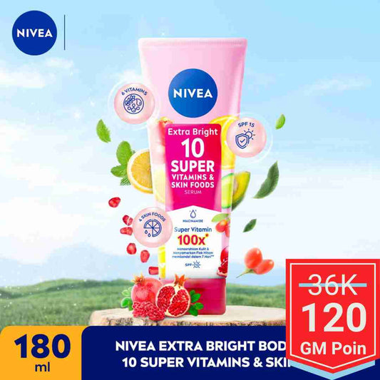 NIVEA Extra Bright Body Serum 10 Super Vitamin & Skin Food + Niacinamide SPF15 - Glow Mates Exclusive