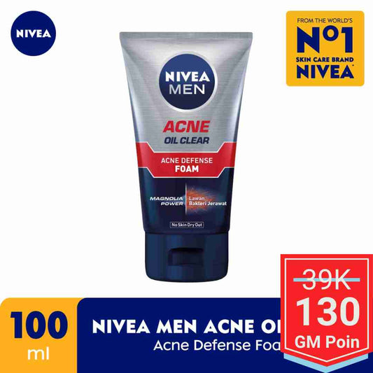 NIVEA MEN Personal Care Men Acne Oil Clear Acne Defense Foam 100 ml - Glow Mates Exclusive