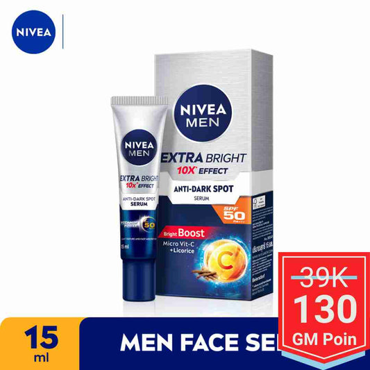 NIVEA MEN Personal Care Men Extra Bright Anti-Dark Spot Serum SPF 50 - Glow Mates Exclusive