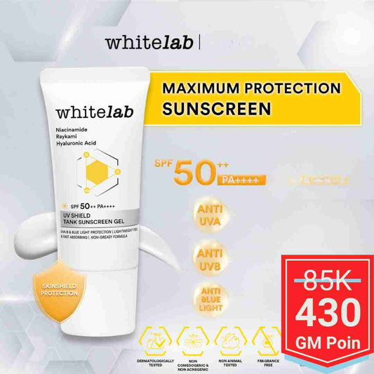 Whitelab UV Shield Tank Sunscreen Gel SPF 50+ PA+++ - Glow Mates Exclusive