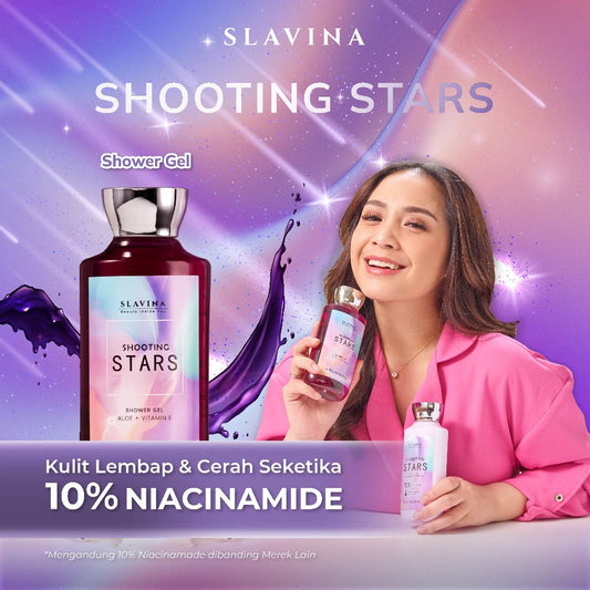 SLAVINA Shooting Stars Sabun Mandi by Nagita Slavina Shower Gel Body Wash Cair Wangi 350ml Dengan Aloe Vera - 450 Poin GM