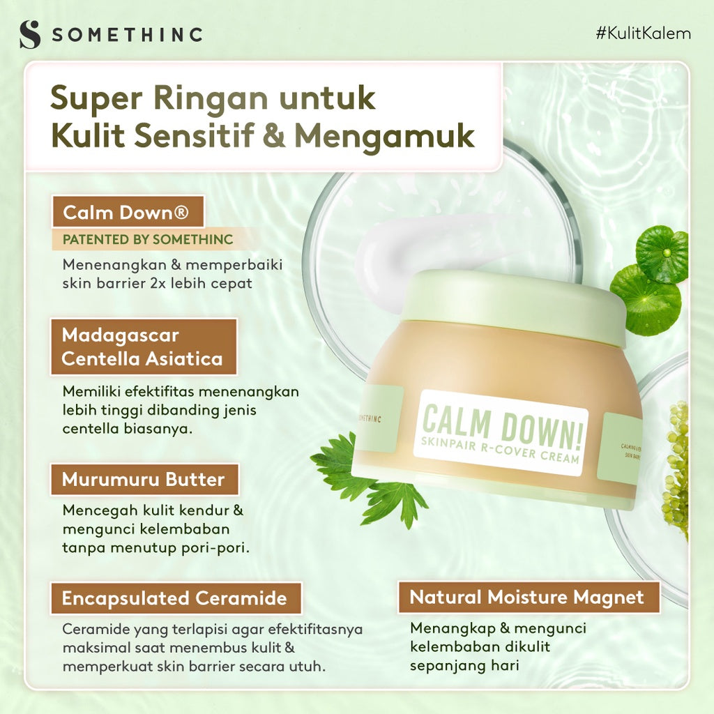 [NEW LAUNCH] SOMETHINC Calm Down! Skinpair R-Cover Cream - (Madagascar Centella Asiatica, Skin Barrier, Kulit Sensitif, Kulit Iritasi)