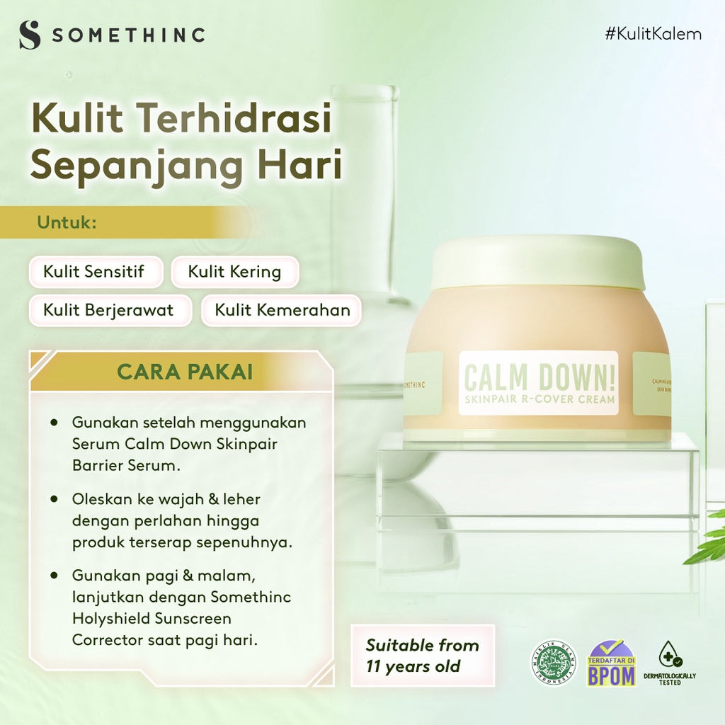 [NEW LAUNCH] SOMETHINC Calm Down! Skinpair R-Cover Cream - (Madagascar Centella Asiatica, Skin Barrier, Kulit Sensitif, Kulit Iritasi)