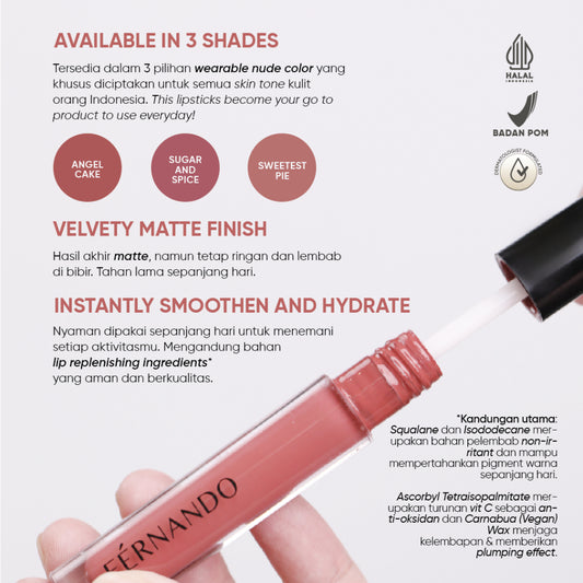 Fernando Cosmetics Lip Whipped Cream Angle cake, Sweetest Pie dan Sugar&Spice - 1100 Poin GM