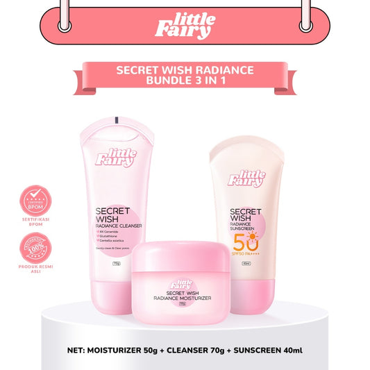 LITTLE FAIRY Secret Wish Radiance 3 in 1 Bundle (Sunscreen, Moist, Cleanser)/(Toner, serum, Moisturize) Random - 3100 Poin GM